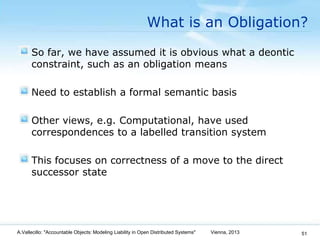 Accountable objects: Modeling Liability in Open Distributed Systems Slide 51
