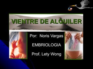 VIENTRE DE ALQUILER Por:  Noris Vargas EMBRIOLOGIA Prof. Lety Wong 
