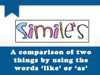 A comparison of two
things by using the
words ‘like’ or ‘as’
 