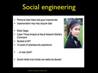 Social engineering




 Sources/ Luc Pooters, Triforensic, 2011
 