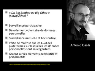 Antonio Casili




http://fr.slideshare.net/bodyspacesociety/casilli-privacyehess-2012def
 