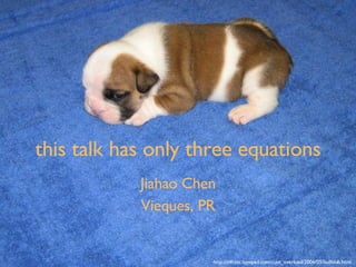 this talk has only three equations Jiahao Chen Vieques, PR http://mfrost.typepad.com/cute_overload/2006/05/bullblob.html 