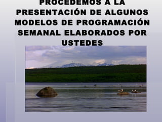 PROCEDEMOS A LA PRESENTACIÓN DE ALGUNOS MODELOS DE PROGRAMACIÓN SEMANAL ELABORADOS POR USTEDES 