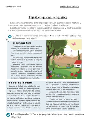 VIERNES 19 DE JUNIO PRÁCTICAS DEL LENGUAJE
Transformaciones y hechizos
 