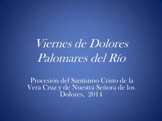 Viernes de Dolores
Palomares del Río
Procesión del Santísimo Cristo de la
Vera Cruz y de Nuestra Señora de los
Dolores, 2014
 