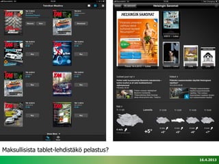 Maksullisista tablet-lehdistäkö pelastus?
                                            16.4.2013
 