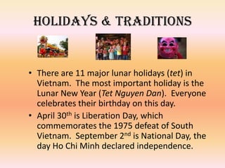 DressTypical clothing for both sexes consists of slacks and a casual knit or cotton shirt.  The nónlá(conical leaf hat) is frequently used for protection from the sun.The áodàiis an example of traditional       Vietnamese clothing that is still worn                               today.  A white áodài is a common uniform for school girls.