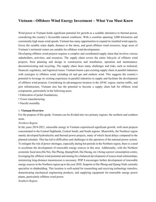 Vietnam - Offshore Wind Energy Investment – What You Must Know | PDF