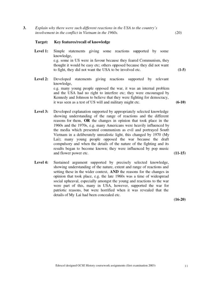 Edexcel history a level part a coursework