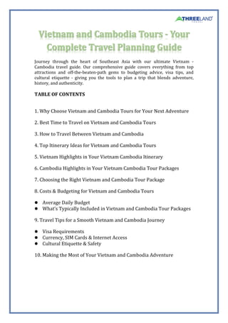 Vietnam and Cambodia Tours - Your Complete Travel Planning Guide | PDF