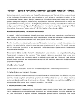 VIETNAM — BEATING POVERTY WITH MARKET ECONOMY: A MODERN MIRACLE | PDF