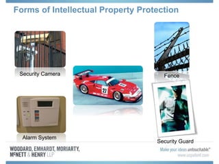 Security Camera
Security Guard
Fence
Forms of Intellectual Property Protection
Alarm System
 