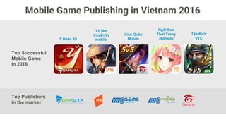 Top Global Game Downloads
Vietnamese Gamers love to play trending global games. Pokemon: 8.8M downloads,
talking tom 8.1M downloads, Slithe.io with 7M downloads. However casual game
doesn’t work in Vietnam in term of revenue. (due to payment method and user’s
behavior).
8.8M downloads 7M downloads8.1M downloads
 