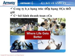 C«ng ty b¸n hµng trùc tiÕp hµng ®Çu thÕ giíi   C¬ héi kinh doanh toµn cÇu C¬ héi víi AMWAY Where Life Gets Better 