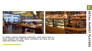 To further improve shopping experience, some stores have in-
house bakeries and cafés where consumers can hang out and
enjoy with family or friends.
RETAILMARKETPLAYERS
 