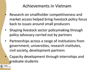 Livestock and Fish Vietnam smallholder pigs value chain: What has been achieved
