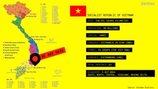 SOCIALIST REPUBLIC OF VIETNAM
AREA: 330,991 SQUARE KILOMETERS
POPULATION: 89 MILLIONS 
CAPITAL: HANOI
LANGUAGE: VIETNAMESE...