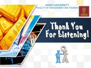 Thank You  For Listening! HANOI UNIVERSITY FACULTY OF MANAGEMENT AND TOURISM 