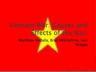 Vietnam War: Causes and Effects of the War. Matthew Abdalla, Brad Mitcheltree, Levi Skaggs 