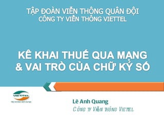Lê Anh Quang Công ty Viễn thông Viettel  