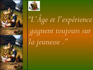 “L’Âge et l’expérience
gagnent toujours sur
la jeunesse .”
 