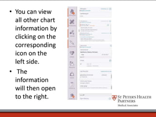 • You can view
all other chart
information by
clicking on the
corresponding
icon on the
left side.
• The
information
will then open
to the right.
 