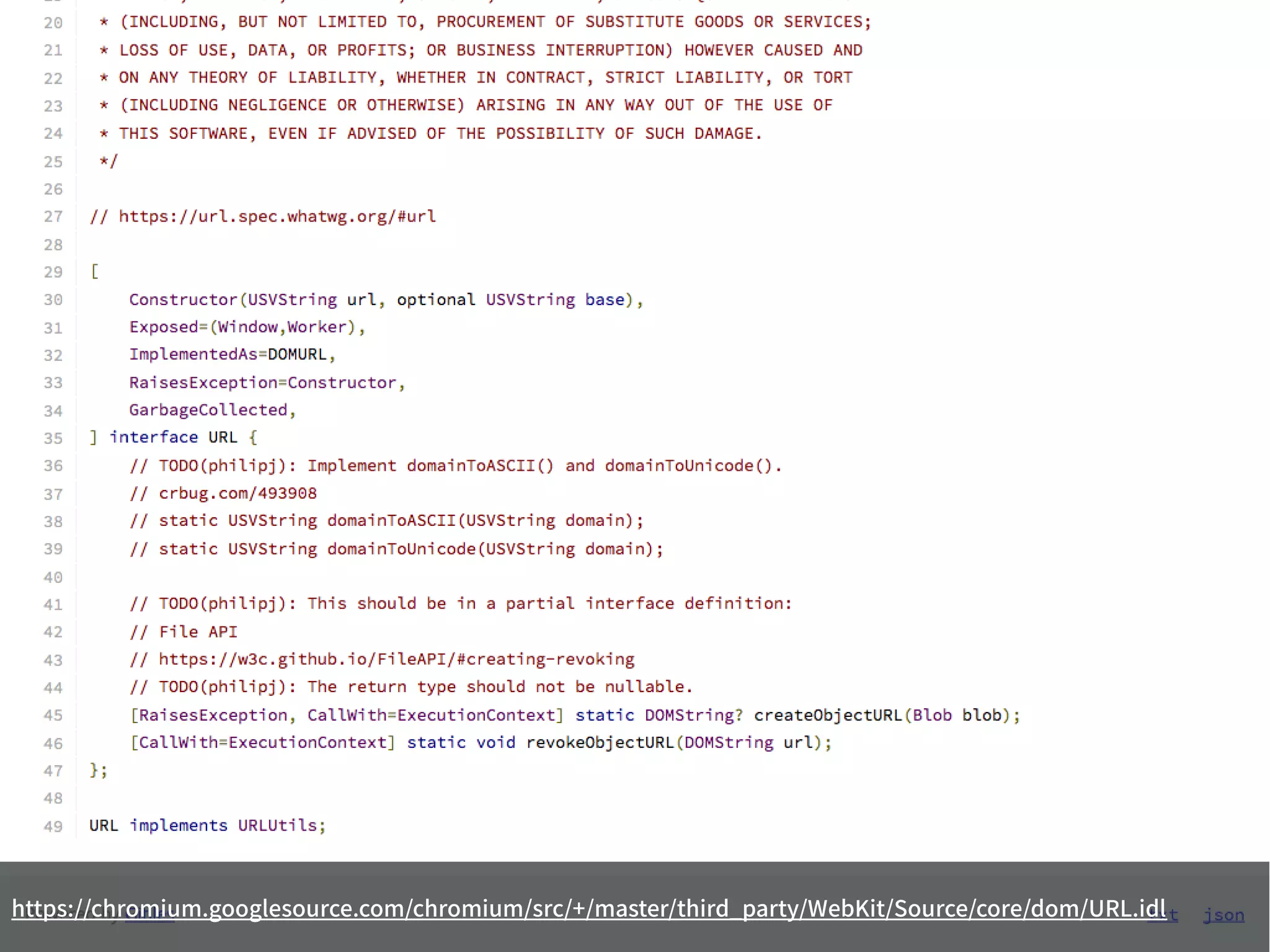 https://chromium.googlesource.com/chromium/src/+/master/third_party/WebKit/Source/core/dom/URL.idl
 