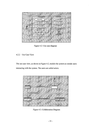Figure 4.2: Use case diagram



4.2.2   Use Case View



The use case view, as shown in Figure 4.2, models the system as outside users

interacting with the system. The users are called actors.




                      Figure 4.3: Collaboration Diagram




                                           - 31 -
 