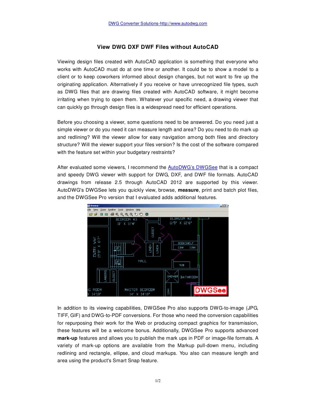 View dwg dxf dwf files without autocad