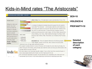 Kids-in-Mind rates “The Aristocrats”
                                SEX=10

                                VIOLENCE=6

                                PROFANITY=10




                                  Detailed
                                  description
                                  of each
                                  category




                   19
 