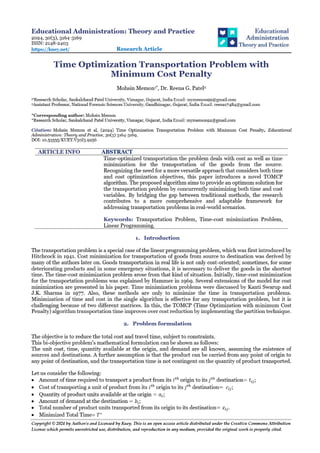 Time Optimization Transportation Problem with Minimum Cost Penalty.pdf
