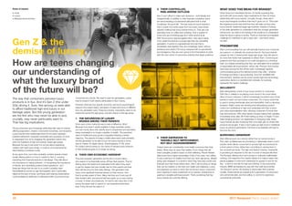 Areas of impact:
+ Youth
+ Luxury
+ Behavioural economics
The way that consumers perceive luxury
products is in flux. And it’s Gen Z (the under
20s) driving it. Sure, few among us were able
to afford traditional high-end luxury in our
teenage years. But this young generation
are the first who may never be able to and,
crucially, may never particularly want to.
That has big implications.
Young consumers are increasingly attributing high value to brands
offering pragmatism, shared or borrowed ownership, and inclusivity.
Luxury brands have traditionally stood for the exact opposite –
polished refinement, treasured ownership and exclusivity. It’s time
to reappraise how we’re engaging this generation before they
enter the heartland of high-end brands’ target age ranges.
Because the way to pre-empt it is not just about peppering
creative with heart-eyes emojis. It could be as fundamental as
reformulating a business model.
At any given time, your inbox probably contains several unread
emails offering advice on how to market to Gen Z, covering
everything from financial services to handbags. They talk about
the importance of ‘being authentic’, of recognising the importance
of friends, and ‘prioritising positive brand experience’, as if
these are things that the rest of us couldn’t possibly want.
Generalisations across an age demographic aren’t particularly
helpful at the best of times, and these well-meaning observations
could probably be attributed to attitudinal shifts occurring across
consumers as a whole. We need to park the generalities, unless
they’re rooted in truth directly attributable to Gen Z alone.
However, there are four specific economic and socio-psychological
reasons why today’s teens’ perception of value and luxury is different
from any generation prior. These four drivers, importantly, seem to be
evidenced across the age group, and are unique to that age group.
1.	 THE SATURATION OF LUXURY
	 BRANDS AMONG THEIR PARENTS
Once upon a time, being fat was a mark of affluence. Why?
Because food wasn’t readily available in large quantities unless
you had money. Now that calorific food is inexpensive and abundant,
being overweight is no longer a signifier of wealth. The perceived
value of traditional luxury goods is arguably following a similar
trajectory. The parents of today’s middle-class teens were probably
the first generation to be able to buy into luxury brands in some
way en masse. An Apple device. Chanel glasses. A YSL scent.
For today’s teens looking on, the cache of owning luxury products
in their traditional guise is no longer as strong.
2.	 THEIR OWN ECONOMIC HARDSHIP
This post-recession generation are the first in recent history
who expect to be financially worse off than their parents. They’re
staring down the barrel of an estimated £44K debt if they want
to get the degree that was virtually free for their parents and less
than half the price for their older siblings. This generation has
many more significant financial barriers on their horizon. And
they’re acutely aware of them. Many feel they won’t ever pay off
their student debt, and around half have given up on ever owning
a house. In these circumstances, it’s hard to see many Gen Z-ers
having the spare cash to spend on non-essential investments,
even if they did see the value in it.
3.	 THEIR CONTROLLED,
	 RISK-AVERSE OUTLOOK
Gen Z can’t afford to make rash decisions – both literally and
metaphorically. In addition to their financial constraints, teens
are demonstrating a fundamental attitudinal shift in what
constitutes ‘the good life’. The bad news for luxury brands is
that it couldn’t be further away from the brash, heart-driven
decision-making that luxury brands thrive on. They are now
spending more on coffee than clubbing. Over a quarter of
those who are of drinking-age don’t drink alcohol at all.
With the economy stacked against them, they report being
more career-focused at a younger age than any preceding
generation. It points to a generational mind-set that is
remarkably clear-sighted; they are increasingly sober, serious,
ambitious and careful. For luxury marques built on spontaneity
and indulgence, they are soon going to find themselves at odds
with the next cohort of consumers entering their target audience.
WHAT DOES THIS MEAN FOR BRANDS?
Given those four interrelated factors, it’s hardly surprising that
we’re left with some pretty major implications for Gen Z’s future
relationship with luxury brands. Crucially, though, these aren’t
socio-psychological conditions that they’ll ‘grow out of’. This looks
like engrained-world-view stuff that they will retain as they enter
luxury brands’ traditional target age brackets. Instead of looking
to the older generation to understand what the younger generation
will become, we need to be looking at this audience to understand
what the future is going to be like. That’s an important and sizeable
challenge for marketers to get to grips with – and here’s where
we start.
PRAGMATISM
Start communicating how you will rationally improve your consumer
as a person – or diversify into products that do. As luxury brands
prepare for Gen Z entering their target age range, they will need to
do more than flutter their eyelashes to attract them. Convincing an
audience that their purchase is not a self-indulgence or a frivolous
treat, but instead something that they can rationalise into a narrative
of responsible self-improvement, will be vital. Premium food brands
have been among the first off the mark, increasingly explicitly
communicating around the rational function they offer – whether
it’s energy-providing or gut-protecting. How this ‘justifiable self-
improvement’ narrative can be woven across high-end technology,
automotive, fashion or entertainment verticals, for example,
represents the harder challenge.
INCLUSIVITY
Start relinquishing control of your luxury product to consumers.
With Gen Z unlikely to be placing much stock in the come-hither
allure of luxury marques, it will be increasingly incumbent upon those
brands to reach out and involve consumers. For a luxury world that
is used to acting intentionally aloof and standoffish, that’s a daunting
prospect. Ralph Lauren are showing that relinquishing product
control isn’t antithetical to high-end credentials with their in-store
and online personalisation bars, allowing consumers to remix their
logo and products. With other fashion houses making their catwalks
immediately shop-able, Mr Porter setting up shop on Apple TV and
Tesla bringing premium car dealerships to shopping malls, these
luxury brands are also loosening their once-tight grip on where their
products are bought. If Gen Z don’t place as high stock in traditional
luxury as previous generations, this level of accessibility will need to
become the norm.
BORROWED OWNERSHIP
Start offering luxury as a service rather than an owned product.
Tech start-up Makercase are pioneering a ‘deliverable retail in a box’
solution which allows consumers to access high-end products for
a short period of time, rather than committing to owning them in
the conventional sense. The high-end fashion industry, meanwhile,
is pondering its response to the rise of a host of services like Rent
The Runway, offering short-term access to ordinarily unaffordable
clothing. One response from fashion labels is to make a select few
pieces available in hotel room wardrobes for guests to rent for the
day – a kind of mini-bar for high-end clothing. In the automotive
industry, BMW are leading the way with their well-documented
‘On Demand’ service. By starting to reformulate their business
models, these brands are preparing for a generation of consumers
who will be less able, and less willing, to commit to expensive,
conventional ownership.
4.	 THEIR ASPIRATION TO
	 TANGIBLE SELF-IMPROVEMENT,
	 NOT SELF-AGGRANDISEMENT
Today’s teens are considerably more health conscious than their
elders. When they do open their wallets, it’s for things that will
have a tangible, positive impact on their wellbeing. Recent Nielsen
data found that a higher percentage of Gen Z-ers were ‘very willing’
to pay a premium for healthy food than any other age group, despite
being cash-strapped. In a world in which they have less control and
financial clout than those before them, Gen Z are focusing on things
they can be masters of, like their own health and wellbeing. Luxury
and aspiration go hand-in-hand. But tomorrow’s luxury consumers
aren’t aspiring to make a statement or be revered. Instead they’re
aspiring to tangible self-improvement. That’s something that few
luxury brands are currently offering.
Gen Z & the
demise of luxury.
How are teens changing
our understanding of
what the luxury brand
of the future will be?
10 2017 Viewpoint Trend: Impact: Action.
Next slide >< Previous
 