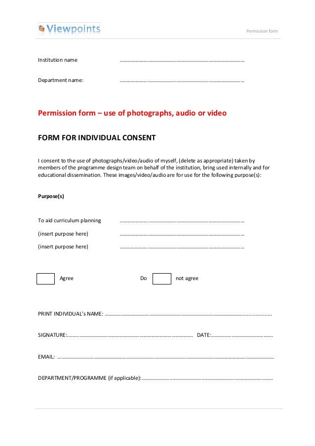 viewpoints for flexible curricula permission form photo use permission form