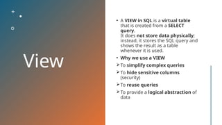 Views and Indexes in SQL with example in workbench.pptx