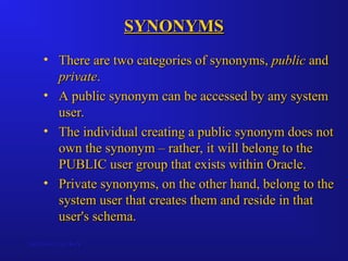 Synonym For Creating views in dbms.pptjsndmdmdmdmdmdmmdmdmmdk | PPT