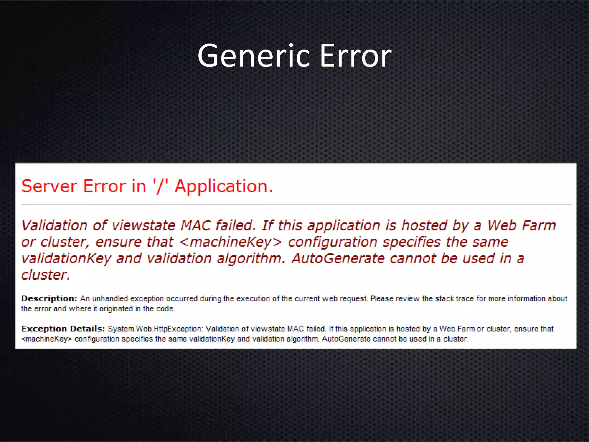 Generic Error
 