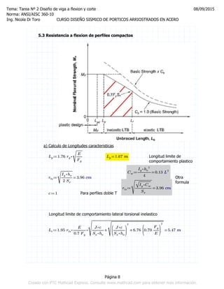 Viga a flexion y corte ansi aisc 360 10 | PDF
