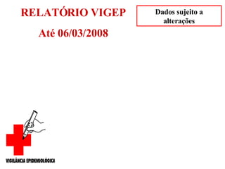 RELATÓRIO VIGEP Até 06/03/2008 Dados sujeito a alterações 