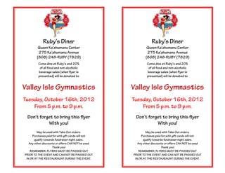 Valley Isle Gymnastics Fundraiser Flyer