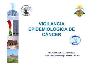 VIGILANCIA
         EPIDEMIOLÓGICA DE
D
I
     N
    WE
     S
              CÁNCER


                   Dra. GABY GONZALEZ ESPINOZA
              Oficina de Epidemiología DIRESA CALLAO
 