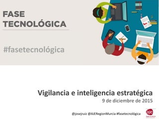 FASE TECNOLÓGICA: VIGILANCIA E INTELIGENCIA ESTRATÉGICA
@josejruiz @AJERegionMurcia #fasetecnológica
Vigilancia e inteligencia estratégica
9 de diciembre de 2015
#fasetecnológica
 