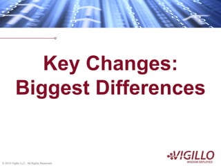 Key Changes:
          Biggest Differences


© 2010 Vigillo LLC. All Rights Reserved.
 