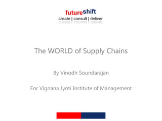 The WORLD of Supply Chains

         By Vinodh Soundarajan

For Vignana Jyoti Institute of Management
 