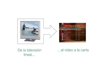 De la televisión
lineal…
…al vídeo a la carta
 