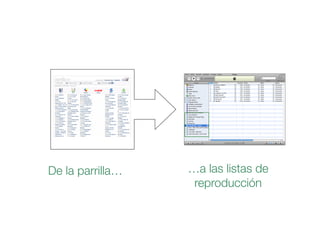 De la parrilla… …a las listas de
reproducción
 
