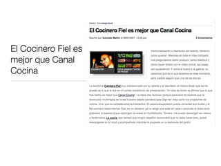 El Cocinero Fiel es
mejor que Canal
Cocina
 