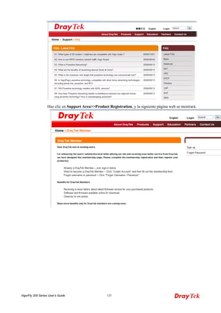 VigorFly 200 Series User’s Guide 125 
Haz clic en Support Area>>Product Registration, y la siguiente página web se mostrará.  