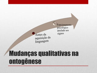 Mudanças qualitativas na
ontogênese
 
