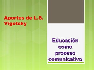 Aportes de L.S.
Vigotsky

Educación
como
proceso
comunicativo

 