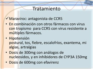 VIHTratamientoFosamprenavir: profarmaco de amprenavir, tabletas de 700mgDosis recomendada: 1400mg c/12h, o 700mg+ritonavir 100mg/12hLopinavir/Ritonavir (Kaletra) 200mg/50mgSuperior al nelfinavirMolestias gastrointestinales y hiperlipidemia